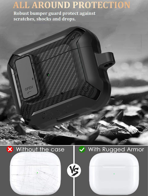 Olytop for Airpods 3rd Generation Case with Lock & Cleaner Tool, Armor Rugged Shell AirPod Gen 3 Protective Cover for Apple iPod 3rd Generation 20...