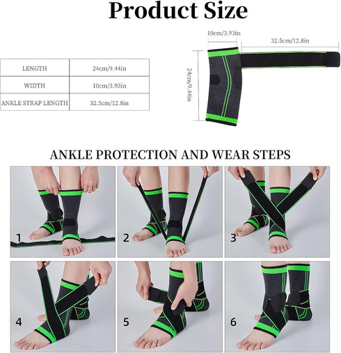 Ankle Support Braces (1Pair), Breathable Ankle Compression Sleeves with Adjustable Wrap,Elastic Ankle Brace Stabilizer for Plantar Fasciitis,Achil...