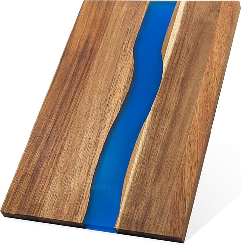 Large Acacia Wood Cutting Board with Epoxy Resin for Kitchen and Mini bar, 13.7 * 9 inch, Charcuterie Board Wood Paddle, Reversible Board for Meat...