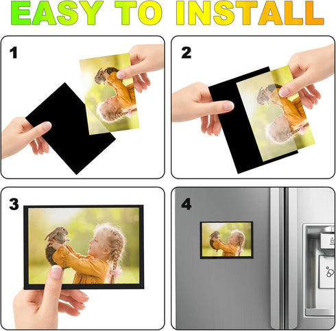 Black Magnetic Picture Frame 5X7 for Refrigerator-8 Pack,Black Photo Magnets Sleeves with Matte Film Cover,Less Reflection......