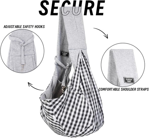 Dog and Cat Sling Carrier, Dog Carrier with Adjustable Opening Strap, Travel Bag for Small Dogs and Cats, Outdoor Travel Sling Carriers (Grey)...