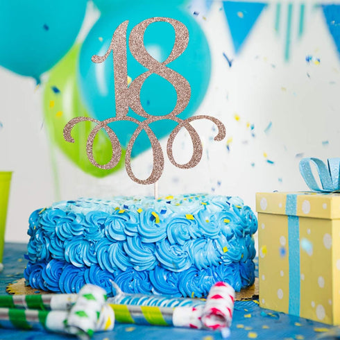 Rose Gold 18 Birthday Cake Topper, 18th Birthday Cake Topper Eighteen Birthday Cake Topper for Girls Boys 18th Birthday Party Cake Supplies...