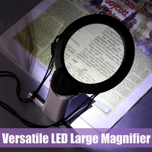 Reading Magnifier Magnifying Glass Necklace 2.5 X 6X Lighted Magnifier Glass Magnify Hands Free Handheld Large LED Magnifying Glass Illuminated Lo...