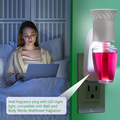 Saillong Wall Fragrance Plug in with Night Light Compatible with Bath and Body Works Wallflower Fragrance, with Rotary Plug Design Essential Oil D...