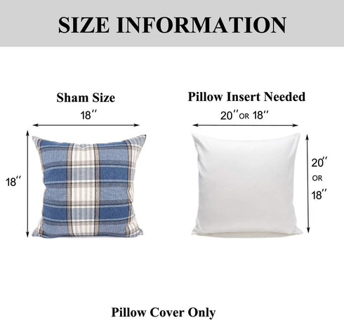 YOUR SMILE Retro Farmhouse Outdoor Buffalo Tartan Chequer Plaid Cotton Linen Decorative Throw Pillow Case Cushion Cover Pillowcase for Sofa 18 x 1...