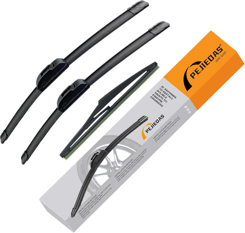 Set of Wiper Blades, Front Wiper + Rear Wiper Blades for Nissan Rogue 2014-2021/Nissan Pathfinder 2013-2018 (26 inch + 17 inch + 12 inch) OE Origi...