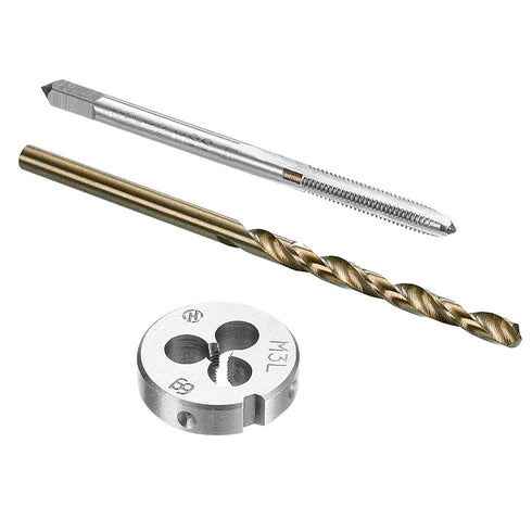 uxcell Tap and Die and Drill Bit Set, M3 x 0.5 Left Hand Thread Milling Tap and Round Die, 2.5mm Cobalt High Speed Steel Twist Drill Bit...