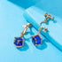 Cube Austrian Crystal Drop Clip On Dangle Earrings for Women Non Pierced 14K Rose Gold Plated Hypoallergenic Jewelry...