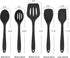 Homikit 5-Piece Kitchen Cooking Utensils Set, Black Silicone Slotted Turner Spatula Spoons for Nonstick Cookware, Dishwasher Safe Kitchen Tools fo...