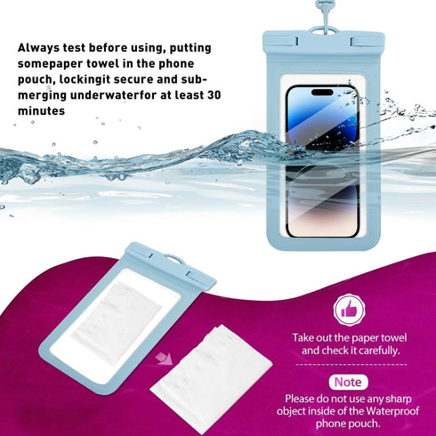 Waterproof Phone Pouch Floating, Waterproof Phone Case, Transparent PVC, 2 Pack, Phone Protector for iPhone 15 14 13 12 11 Pro Max Plus XS XR X 8 ...