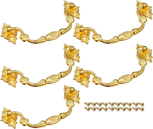 uxcell 104mmx48mm Iron Spray-Paint Drawer Box Case Ring Pull Handle Gold Tone 5 Pack...