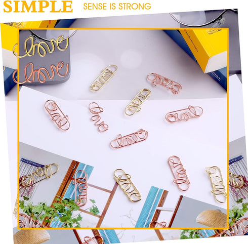 60Pcs Love Shape Paper Clips Rose Gold Heart Paper Clips Love Gold Paperclips Funny Cute Paperclips Metal Paper Clips Love Heart Shapes Bookmarks ...