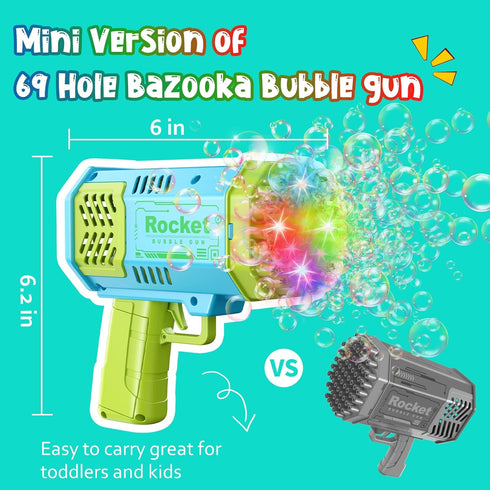 Bubble Machine Gun Mini Bubble Gun for Toddlers, Bubble Maker Blower Toys with Lights,4000+ Bubbles Per Minute for Boys Girls Toddlers Outdoor Ind...