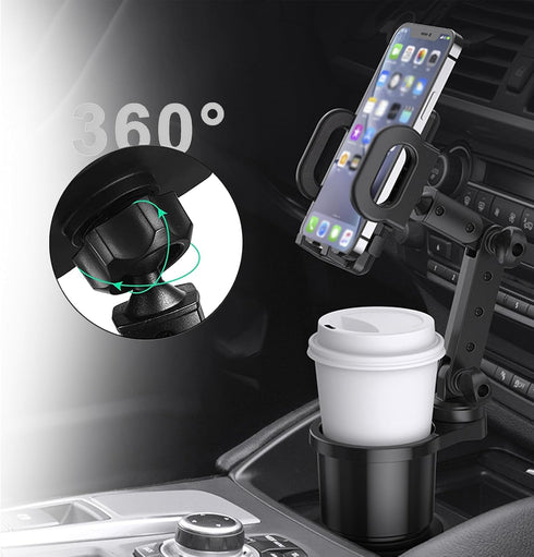 Pack-1 Universal Car Cup Holder with Cellphone Mount, 360 Degrees Rotation Cup Holder Expander Adapter, Compatible with iPhone and All Smartphones...