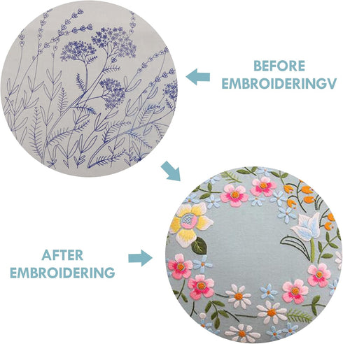 AMLESO DIY Embroidery Covers Kit Cushion Cover Semi-Finished for Living Room Sewing Supplies Adults Beginners Gift, light blue...