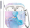 Protective Hard Case Cover with Cleaner Kit Portable Shockproof Women Girls with Keychain for Apple Airpods 2/1 Charging Case - Watercolor Marble...