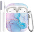 Protective Hard Case Cover with Cleaner Kit Portable Shockproof Women Girls with Keychain for Apple Airpods 2/1 Charging Case - Watercolor Marble...