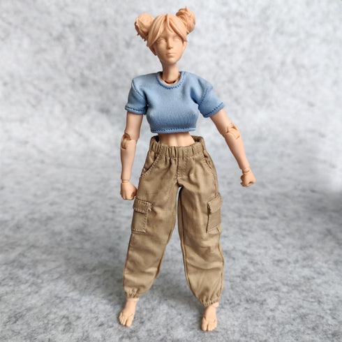 1/12 Scale Figure Clothes T-Shirt + Cargo Pants for 1:12 6inch Female TBL Action Figure Doll Clothes (Blue)...