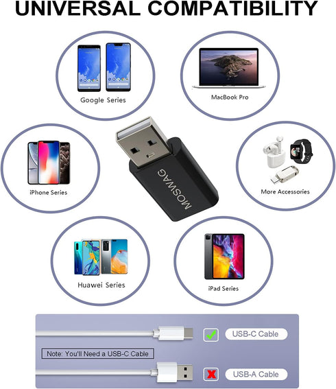 MOSWAG 3 Pack USB C to USB Adapter - Male to Female, Type-C to Type A Compatible with Apple MagSafe Charger, Mac, Laptops and PCs...