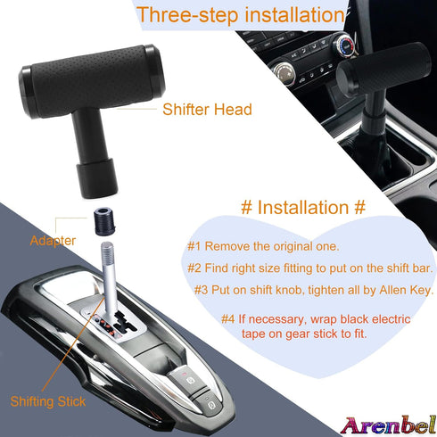 Arenbel 4" Alloy T Handle Gear Shift Knob, Heavy Manual Car Gear Stick Shifter with Leather Covered Fit Most MT Transmission Vehicles, Black...