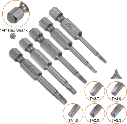 10pcs TA1.8-TA3.0 Triangle Screwdriver Bit 1/4" Hex Shank 2" Length Magnetic Tri-angle Screw Driver Power Tool...