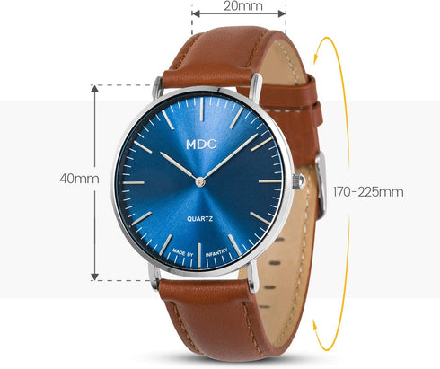 Infantry MDC Mens Minimalist Wrist Watch, Genuine Leather Watches for Men, Ultra Thin Quartz Analog Wristwatch, Dress Casual Business Style...