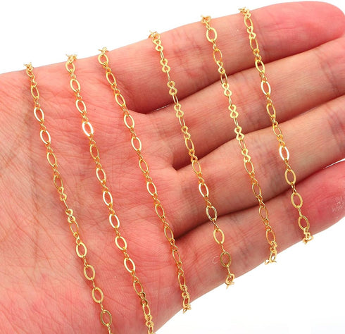 BEADIA 18K Gold Plated O Chains 3.0mm 2 Meters for Jewelry Making Findings...