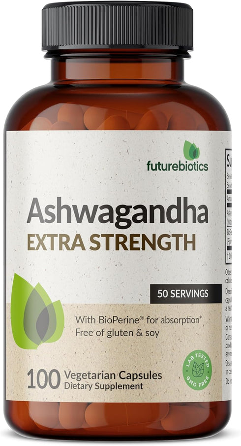 Futurebiotics Ashwagandha Extra Strength Stress & Mood Support with BioPerine - Non GMO Formula, 100 Vegetarian Capsules...