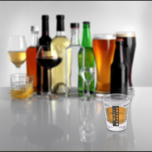 Kolder Mini Measure Heavy Glass, 20-Incremental Measurements Multi-Purpose Liquid and Dry Measuring Shot Glass, Black...