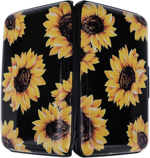 Mini Aluminum Cards Wallet RFID Credit Card Holder RFID Credit Card Case Bussiness Card Case Metal ID Case for Men Women-The Sunflowers...