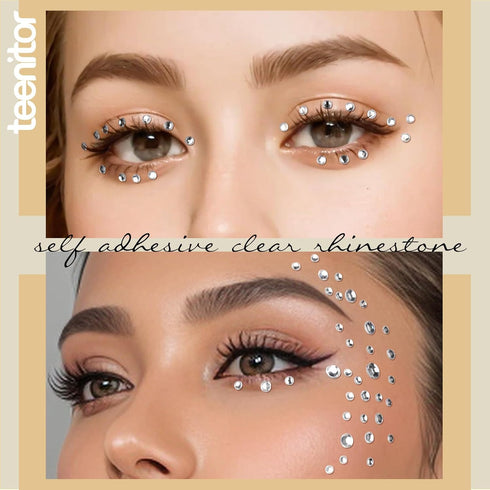 Teenitor Face Gems Self Adhesive Face Rhinestone Face Jewels, 650pcs Makeup Rhinestones, Stick On Rhinestones for Makeup, Gems for Face, Hair, Bod...