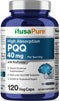 NusaPure PQQ Supplement 40 mg, 120 Veggie Capsules, Non-GMO, Pyrroloquinoline Quinone Disodium Salt, Bioperine...