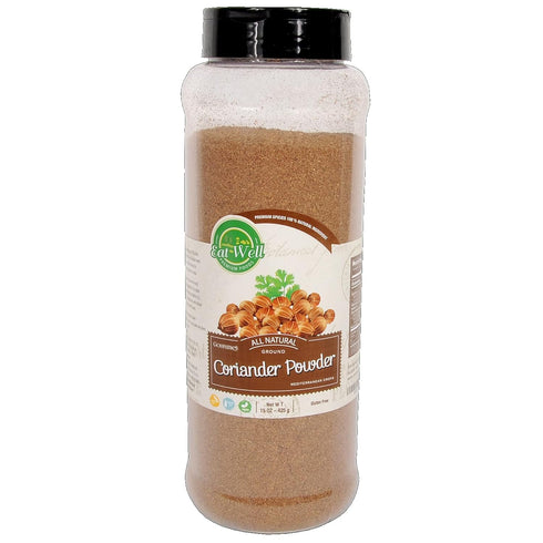 Eat Well Ground Coriander Powder 15 oz, Bulk Traditional Ground Coriander Cilantro Seeds in Shaker Bottle, Gourmet Spices Seasonings, Pure Spice I...