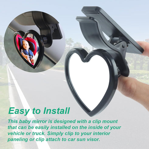Baby Car Mirror Rear Facing,Convex Rear View Baby Mirrors for Cars,Automotive Interior 360 Degrees Adjustable Love Mirrors to See Rear Kids,Babies...