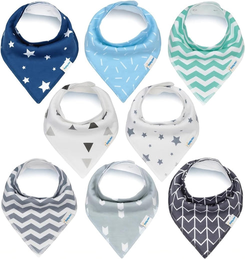 Premium Drool Bibs – Organic Cotton, 2 Layers, Absorbent, Adjustable, Soft Bandana Bibs for Toddlers...