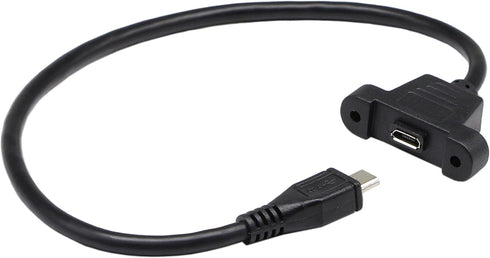 zdyCGTime (30cm) Micro USB Panel Mount Cable, Micro USB Male to Micro Female Ear Screw Install The pane Data Extension Cable, Sync Charging and Da...