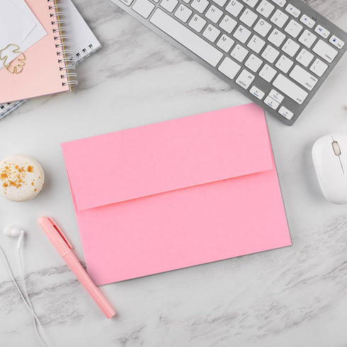 50 Pack A2 Envelopes for Invitations,4.37x5.75 Envelopes,A2 Envelopes Pink Self Seal,Printable Envelopes for Wedding,Invitation,Baby Shower,Envelo...