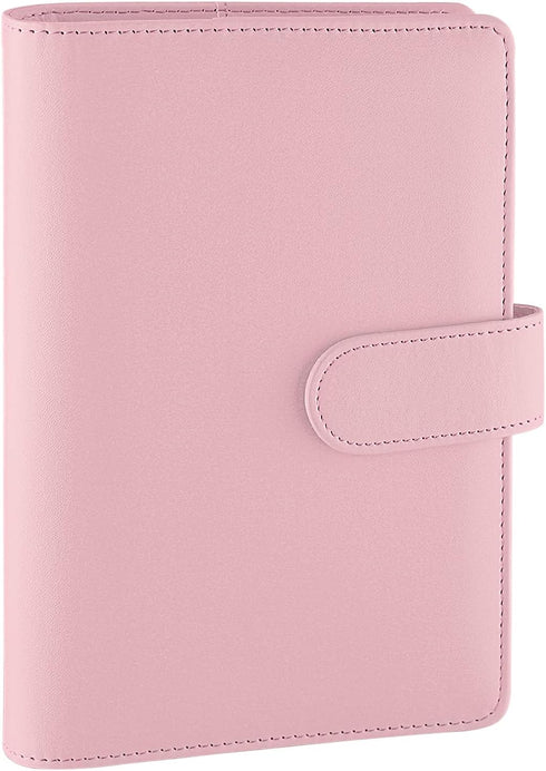 Antner A6 PU Leather Notebook Binder Refillable 6 Ring Budget Binder for A6 Filler Paper, Loose Leaf Personal Planner Binder Cover with Magnetic B...