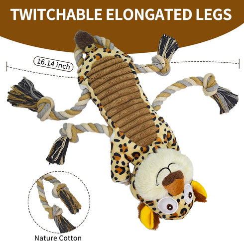 Dog Toys - Squeaky Leopard Toys for Medium Puppies - Interactive Dog Toys with Rope for Tug of War -Large Plush Dog Toys to Keep Them Busy for All...