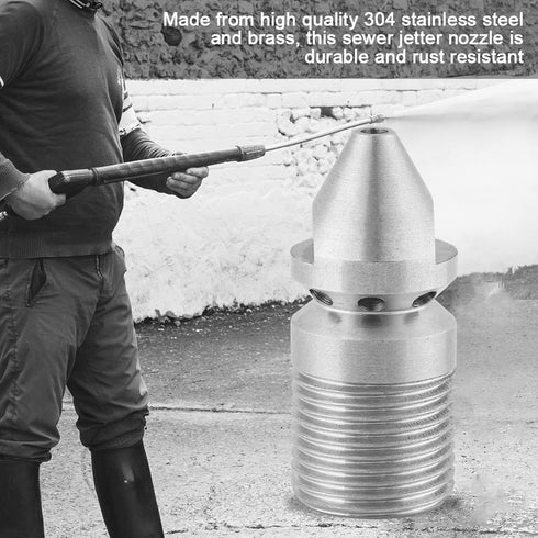 Stainless Steel Jet Nozzle, jet nozzle for pressure washer, SS304 Sewer Drain Cleaning Tool, Accessories for Pipe Washing Machine 3/8BSP Male Thre...