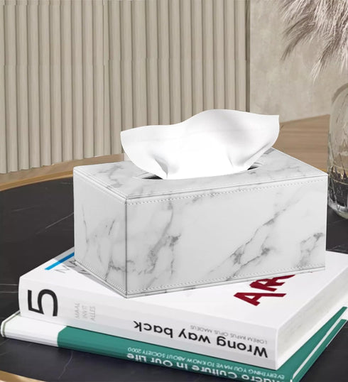 Tissue Box Cove Rectangular,Cut Leather Tissues Cube Box Holder,Modern Facial Paper Towels Organizer,Box Tissue Dispenser Decor Accessories for Ba...