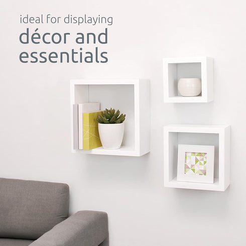 Kiera Grace Cubbi Floating Modern Wall Mounted Shelves for Bedroom, Bathroom, Kitchen, 5"/7"/9", Black, 3Pack...