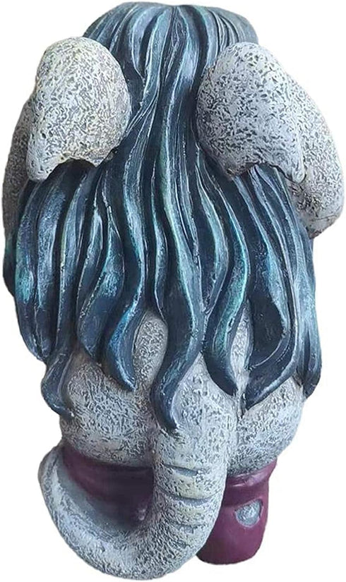 Gray Resin Thinking Gnome Troll Sculpture, Garden Statue Decor for Outdoor Patio Halloween, Christmas Decorations, Parties and Events...
