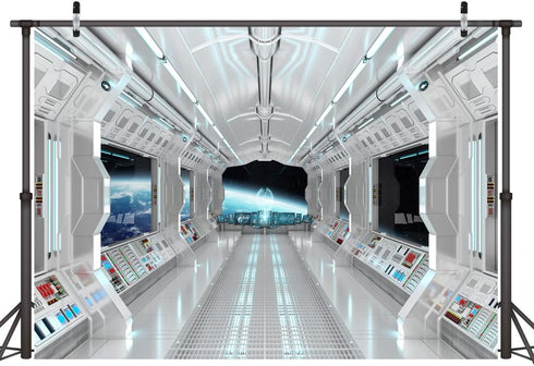 LYWYGG 7x5ft Space Backdrop Spaceship Photography Background Galaxy War Universe Backdrops CP-36...