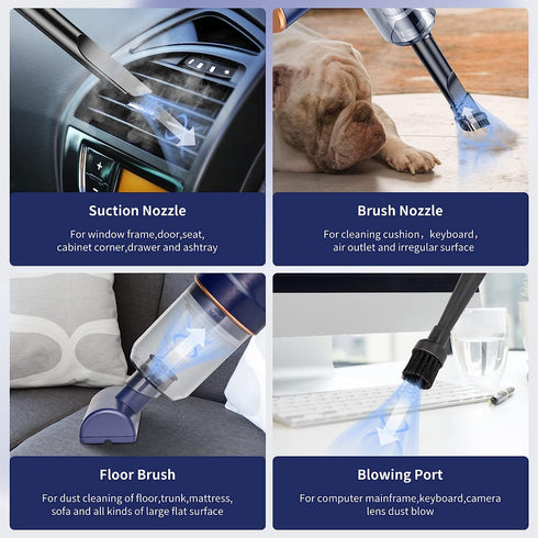 Handheld Vacuums,Car Vacuum Cleaner Cordless,Handheld Vacuum Wireless,Hand Held Vacuuming with 9000PA Suction 120W High Power, Portable Mini Vacuu...