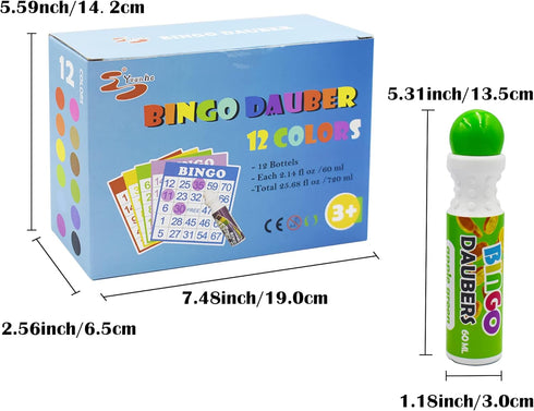 Yuanhe Bingo Daubers Dot Markers Mixed Colors Set of 12 Pack...