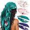 DRESHOW 35” Large Square Satin Head Scarf - 4Pcs Silk Accessories Classic Patterned Squares Beach Bandanas for Women...