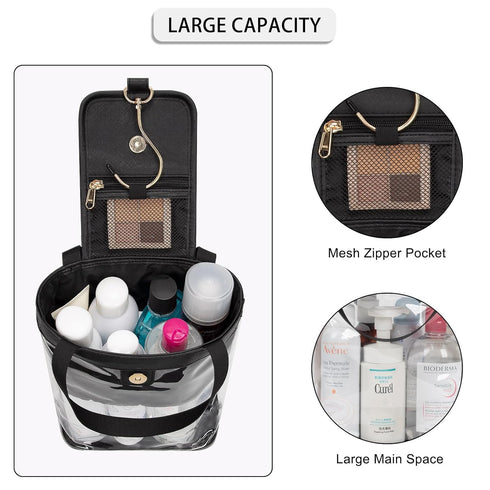 Travel Toiletry Bag, Clear Hanging Toiletry Bag for Women Men, Waterproof Travel Bag for Toiletries, Transparent Makeup Bag Cosmetic Organizer, Po...