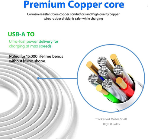 2 Pack 10Ft Charging Power Cable Cord for Arlo Pro/Pro2, Arlo Q,Arlo GO Indoor Camera, Wyze Cam Pan v3 v2,Netvue,Blink,Cloud,Yi Home Camera,Oculus...