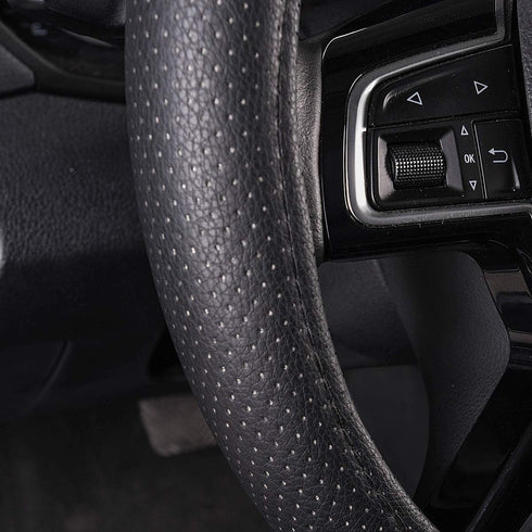 Car Pass Classical Leather Automotive Universal Steering Wheel Covers,Universal Fit for Suvs,Trucks,Sedans,Cars,Vans,14.5-15inch Anti-Slip Safety ...